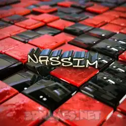 nassim in Red Checkered style - 3D name wallpaper