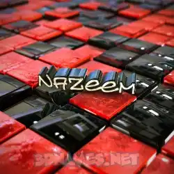 nazeem in Red Checkered style - 3D name wallpaper