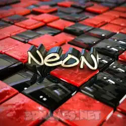 neon in Red Checkered style - 3D name wallpaper