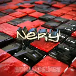 nery in Red Checkered style - 3D name wallpaper