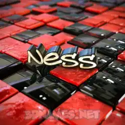 ness in Red Checkered style - 3D name wallpaper