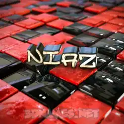 niaz in Red Checkered style - 3D name wallpaper