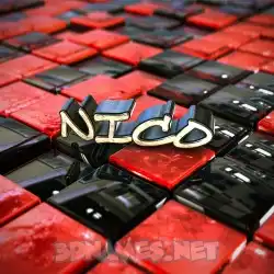 nico in Red Checkered style - 3D name wallpaper