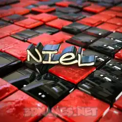 niel in Red Checkered style - 3D name wallpaper