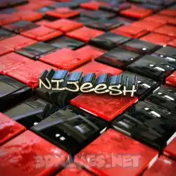 nijeesh in Red Checkered style - 3D name wallpaper