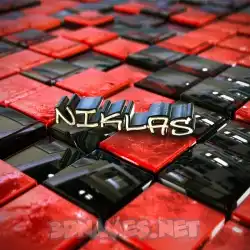 niklas in Red Checkered style - 3D name wallpaper