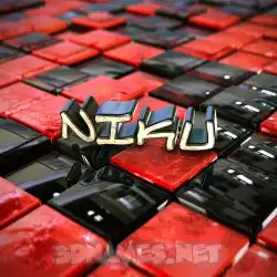 niku in Red Checkered style - 3D name wallpaper
