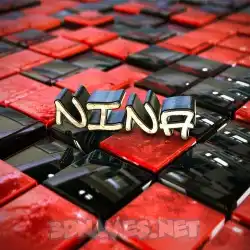 nina in Red Checkered style - 3D name wallpaper