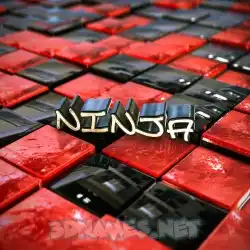 ninja in Red Checkered style - 3D name wallpaper