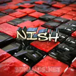 nish in Red Checkered style - 3D name wallpaper