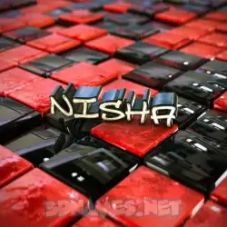 nisha in Red Checkered style - 3D name wallpaper
