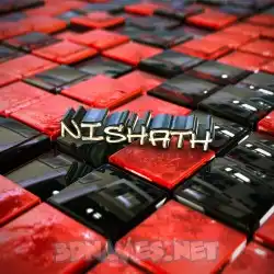 nishath in Red Checkered style - 3D name wallpaper