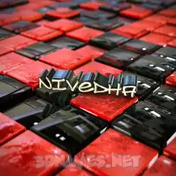 nivedha in Red Checkered style - 3D name wallpaper