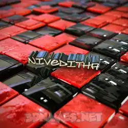 niveditha in Red Checkered style - 3D name wallpaper