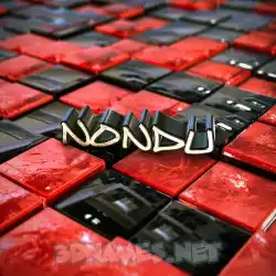 nondu in Red Checkered style - 3D name wallpaper