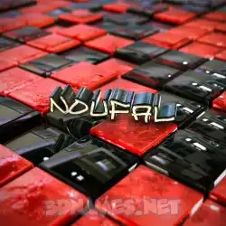 noufal in Red Checkered style - 3D name wallpaper