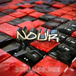 nour in Red Checkered style - 3D name wallpaper