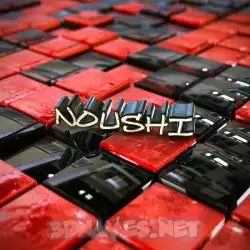 noushi in Red Checkered style - 3D name wallpaper