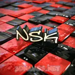 nsk in Red Checkered style - 3D name wallpaper