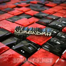 nurendra in Red Checkered style - 3D name wallpaper