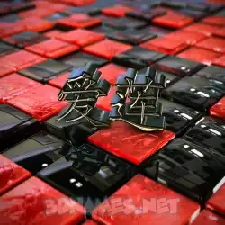 爱莲 in Red Checkered style - 3D name wallpaper