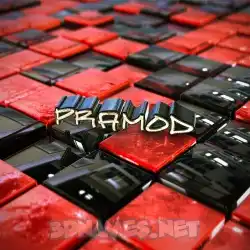 pramod in Red Checkered style - 3D name wallpaper