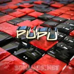 pupu in Red Checkered style - 3D name wallpaper