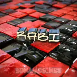 rabi in Red Checkered style - 3D name wallpaper
