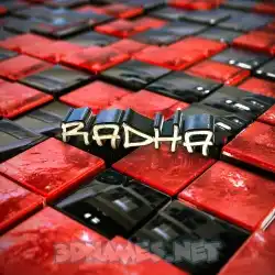 radha in Red Checkered style - 3D name wallpaper