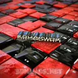 rameswar in Red Checkered style - 3D name wallpaper