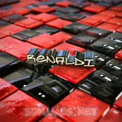 renaldi in Red Checkered style - 3D name wallpaper