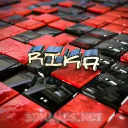 rika in Red Checkered style - 3D name wallpaper