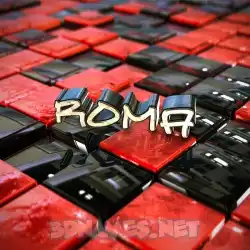 roma in Red Checkered style - 3D name wallpaper