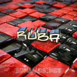 ruba in Red Checkered style - 3D name wallpaper