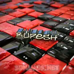 rupesh in Red Checkered style - 3D name wallpaper