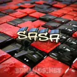 sasa in Red Checkered style - 3D name wallpaper