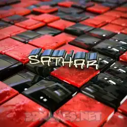 sathar in Red Checkered style - 3D name wallpaper
