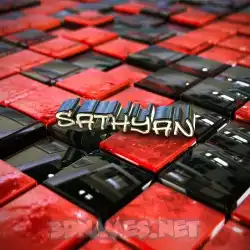 sathyan in Red Checkered style - 3D name wallpaper