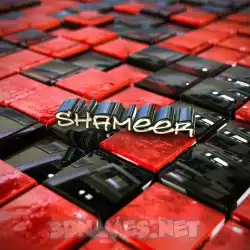 shameer in Red Checkered style - 3D name wallpaper
