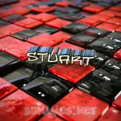 stuart in Red Checkered style - 3D name wallpaper