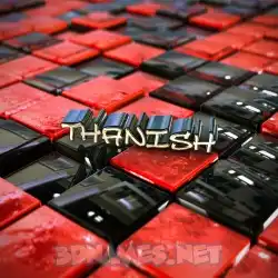 thanish in Red Checkered style - 3D name wallpaper