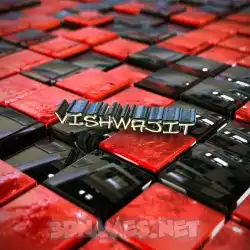 vishwajit in Red Checkered style - 3D name wallpaper
