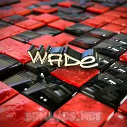 wade in Red Checkered style - 3D name wallpaper