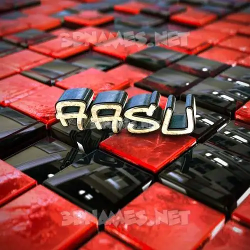 aasu in Red Checkered style - 3D name wallpaper