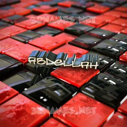 abdellah in Red Checkered style - 3D name wallpaper