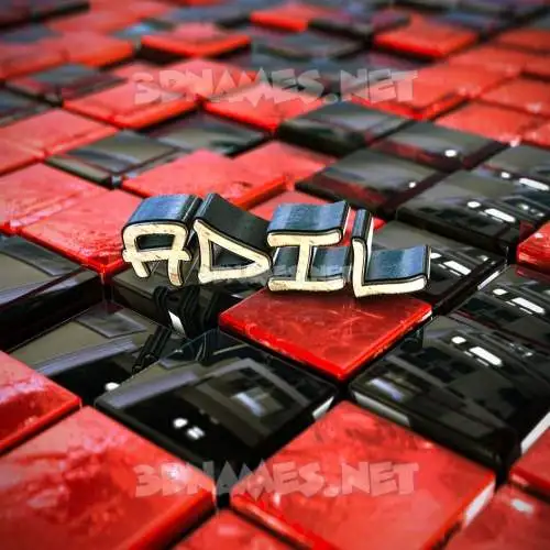 adil in Red Checkered style - 3D name wallpaper