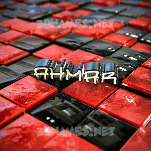 ahmar in Red Checkered style - 3D name wallpaper