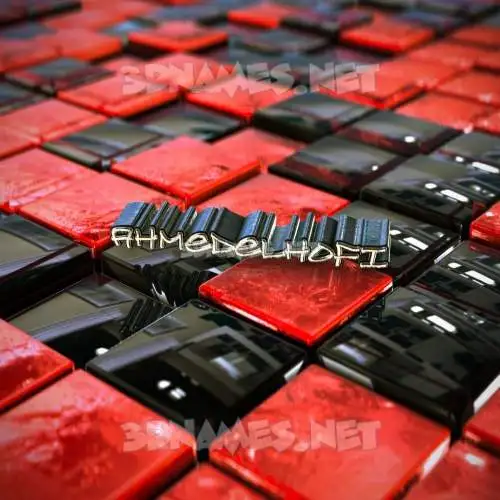 ahmedelhofi in Red Checkered style - 3D name wallpaper