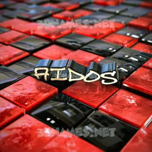 aidos in Red Checkered style - 3D name wallpaper