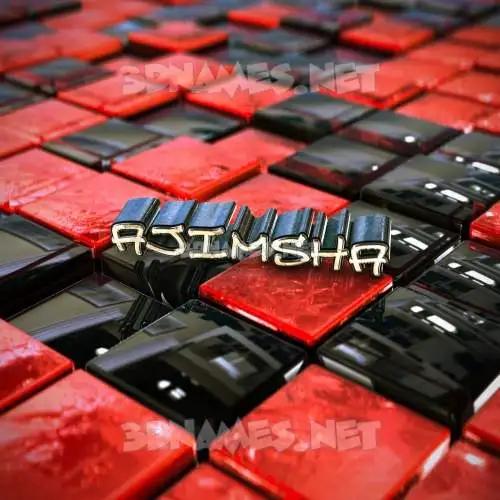 ajimsha in Red Checkered style - 3D name wallpaper